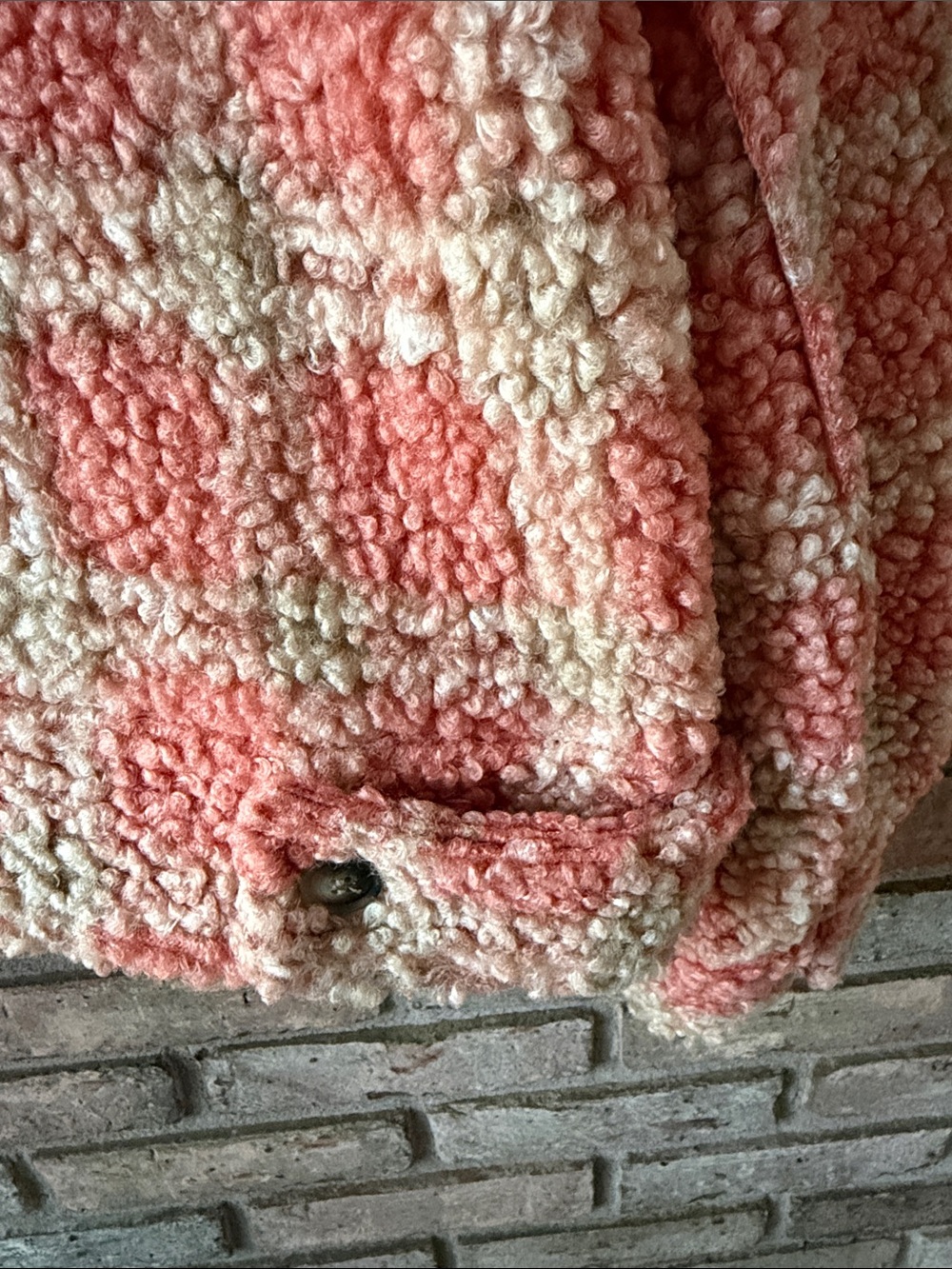 Coral & Cream Sherpa Button-Up Jacket - Picture 7 of 10